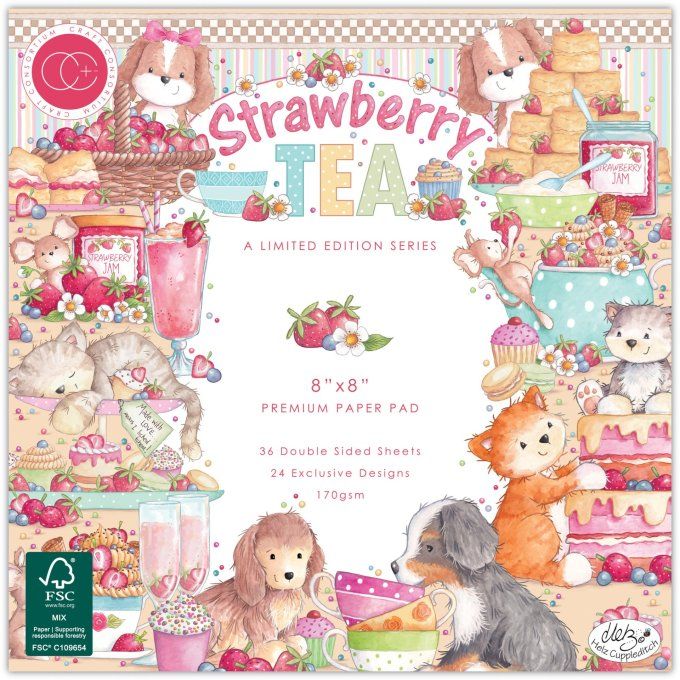 36 feuilles, Craft consortium - Strawberry Tea - 20x20cm