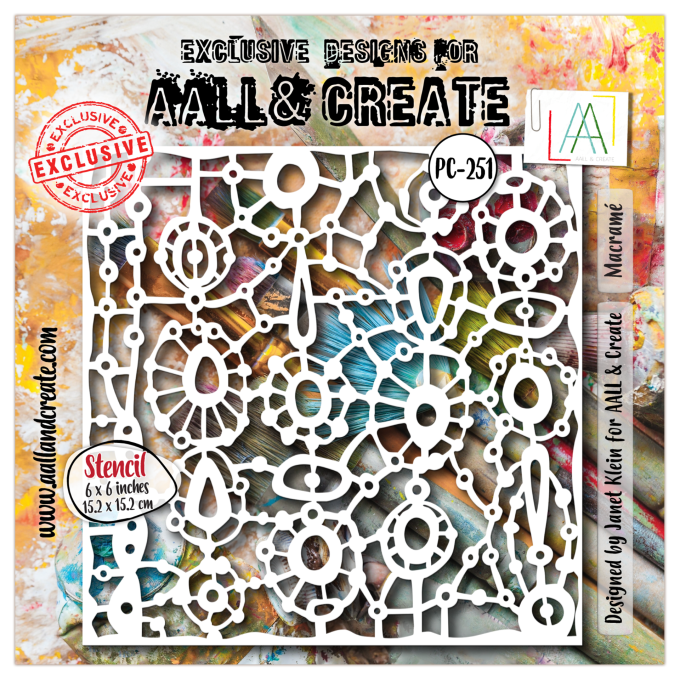 Pochoir - AALL, Macramé, dimension : 15x15cm environ