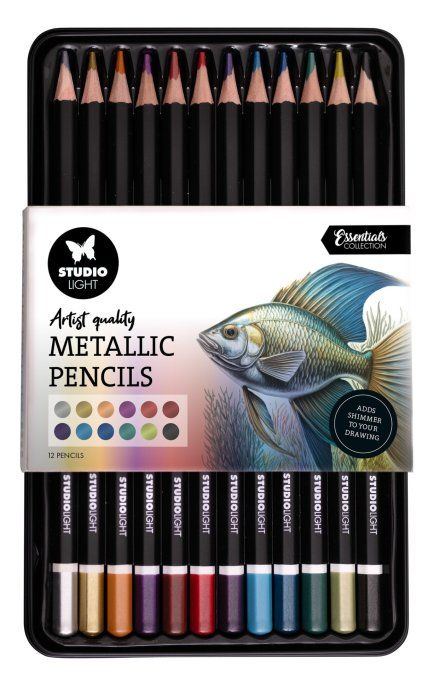 Essentials de Studio Light. Crayons 12 couleurs finition métallisée