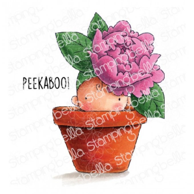 Tampon caoutchouc Stamping Bella, Peony baby in a pot - dimensions : 4.5x6.5cm env.