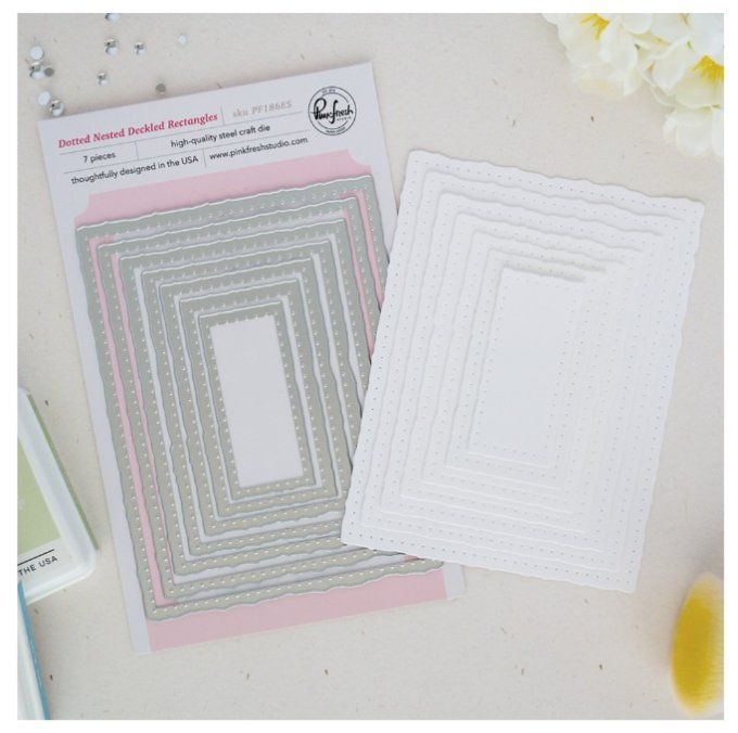 7 dies - PinkFresh, Dotted Nested deckled rectangles
