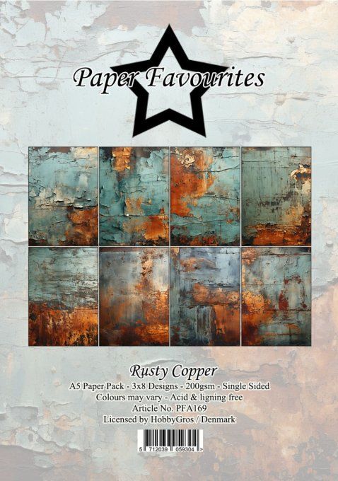 Paper Favourites - 24 feuilles, format A5, 200gsm - Rusty copper, motif recto 