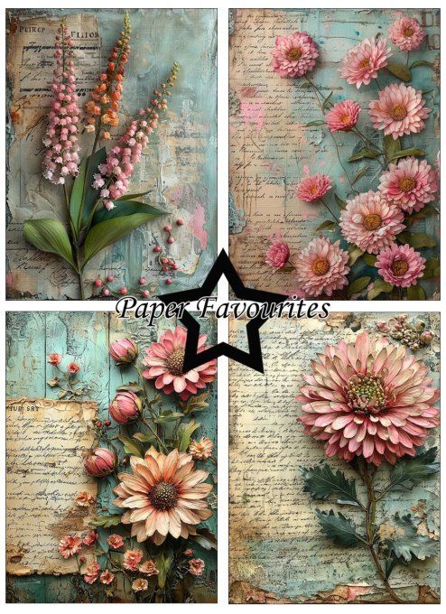 Paper Favourites - 24 feuilles, format A6, 200gsm -Flower journal, motif recto 