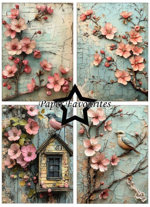Paper Favourites - 24 feuilles, format A6, 200gsm -Flower journal, motif recto 