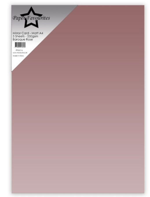 5 Feuilles de papier - Mirror Card matt - format A4, couleur : Baroque rose, 250g, Paper Favourites