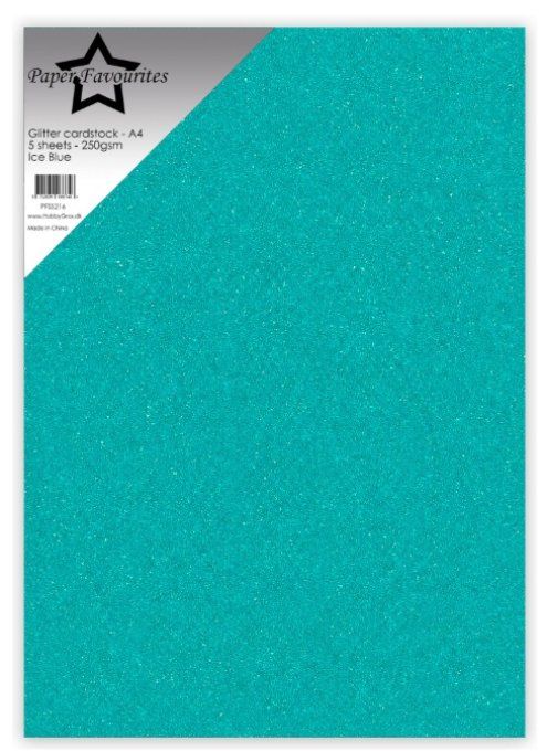 5 Feuilles de papier pailleté - format A4 - couleur : Ice blue - 250g - Paper Favourites
