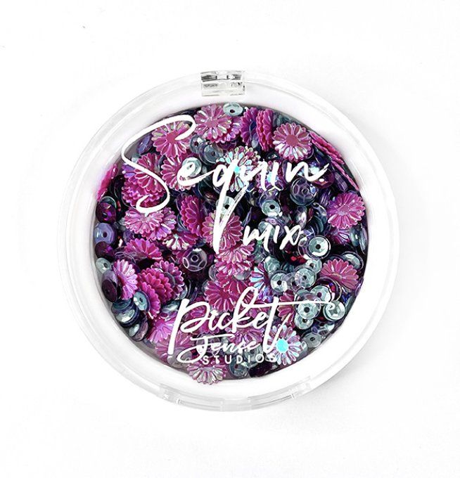 Mélange de sequins, de différentes tailles - 14g, Fuchsia bottlecap