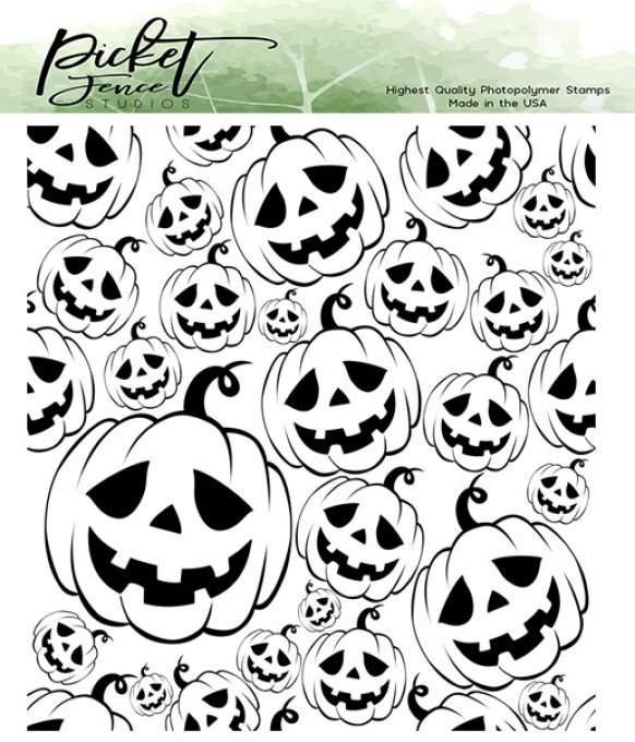 Tampon de fond - Jack O Lanterns - Picket Fence studios - dimension : 9.2x9.8cm