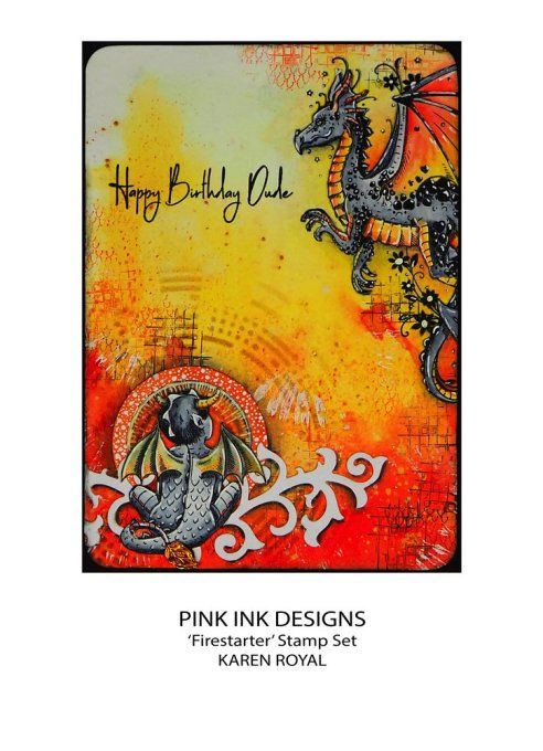 9 Tampons clear, Pink ink designs - Firestarter - dimension de la planche : 10x14.5cm