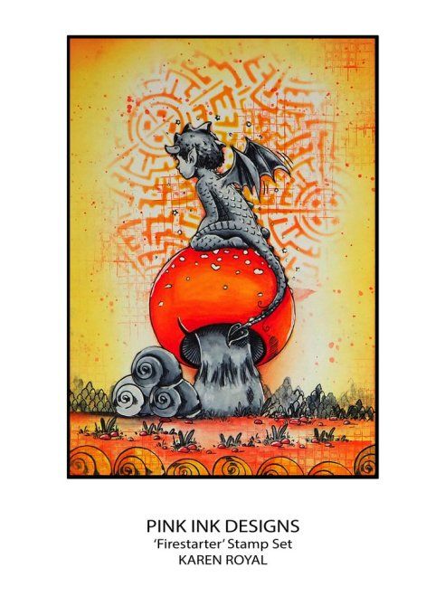 9 Tampons clear, Pink ink designs - Firestarter - dimension de la planche : 10x14.5cm