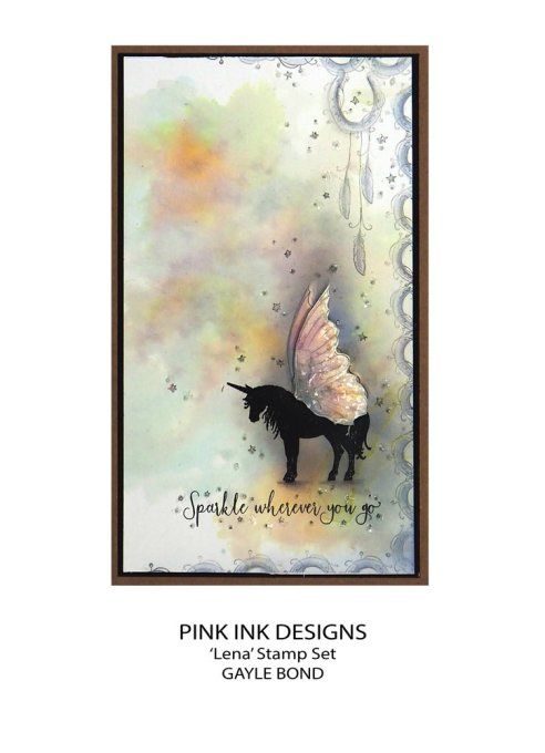 9 Tampons clear, Pink ink designs - Lena - dimension de la planche : 10x14.5cm