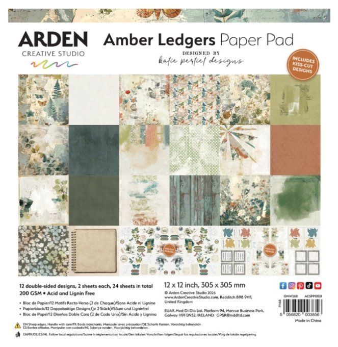 Arden Créative - Amber ledgers - 24 feuilles, Dimension 30x30cm 