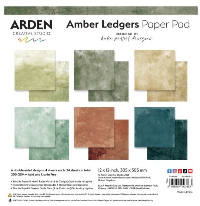 Arden Créative - Amber ledgers - 24 feuilles, Dimension 30x30cm