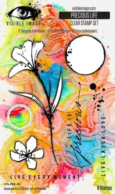 Visible image - 8 tampons, Precious life - Dimension de la planche : 10.5x14.5cm environ 