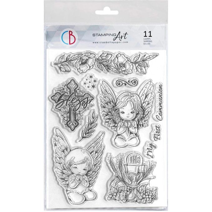 Planche de 11 tampons, Ciao Bella - Holy day - Dim. de la planche : 14.5x21cm