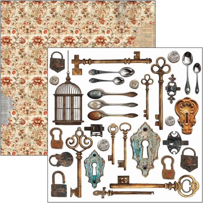 Ciao Bella, Cabinet of Curiosities, Format 15x15cm, 24 feuilles, 190gsm (éléments à découper)
