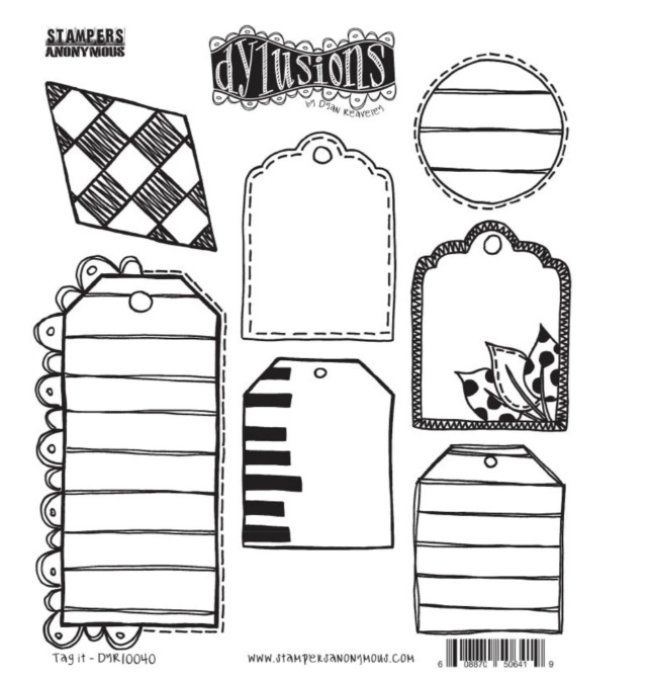 7 Tampons cling/caoutchouc - Stampers anonymous, Dylusions - Tag it