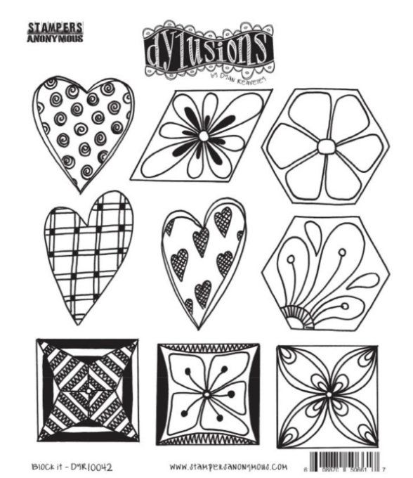 9 Tampons cling/caoutchouc - Stampers anonymous, Dylusions - Block it