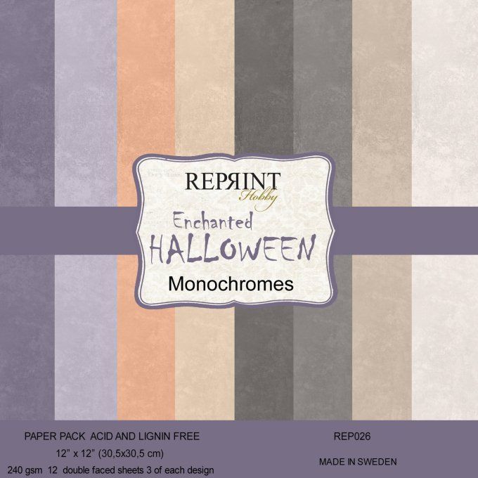 Reprint - Enchanted Halloween - 10 feuilles, 240gsm - format 30x30cm environ - Feuilles unies