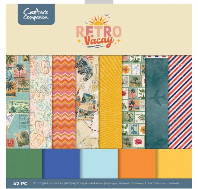 Ensemble de 42 feuilles format 30X30cm, Crafter's companion, Retro Vacay