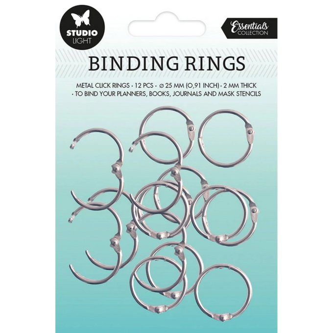 12 anneaux couleur : argent, Studio Light - Diamètre : 25mm