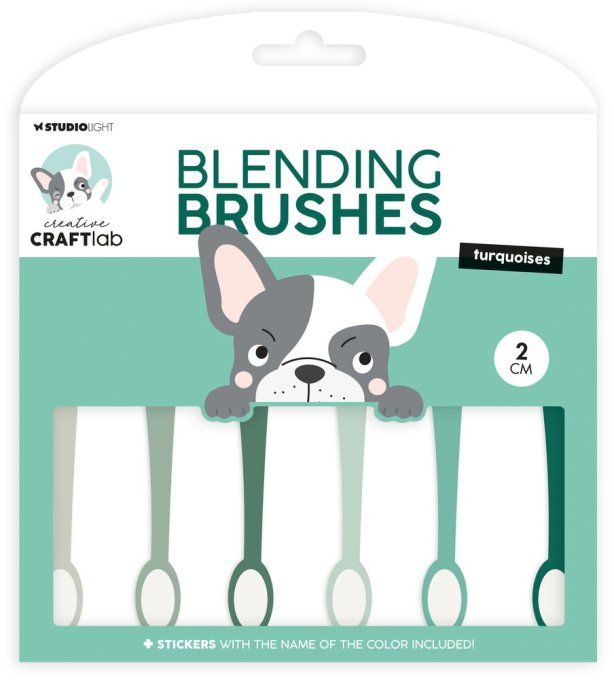 6 blending brushes pour encre - dimension de la brosse 2cm  - Turquoise