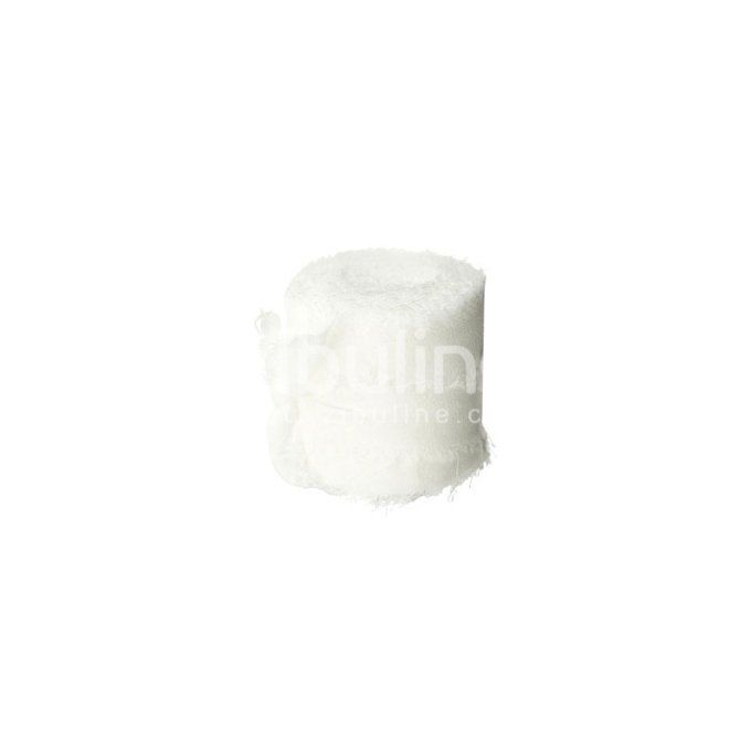 Ruban mousseline de soie, couleur : blanc, dimension 4cm x4.5m environ 