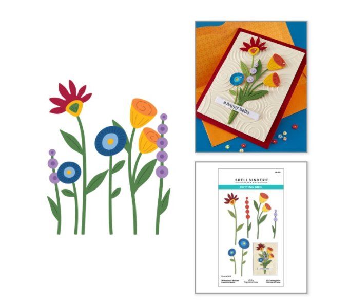 15 Dies/matrices de découpe, Spellbinders - Whimsical Village Etched Dies Blooms