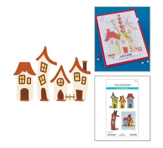 22 Dies/matrices de découpe, Spellbinders - Whimsical Village Etched Dies Houses