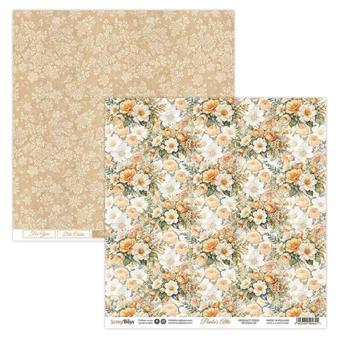 Ensemble de 12 feuilles 20x20cm, Scrapboys, Paula's Attic - 250gsm