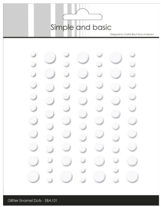 77 Enamels dots adhésifs - glitter - tailles différentes - couleur : soft white