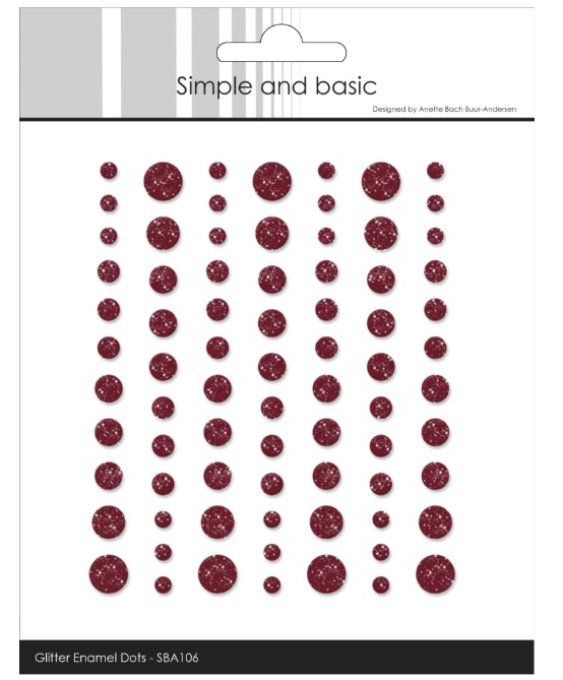 77 Enamels dots adhésifs - glitter - tailles différentes - couleur : wine red