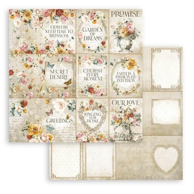 Collection Garden of promises, 20x20cm - 10 feuilles motif recto verso - Stamperia - 190g 