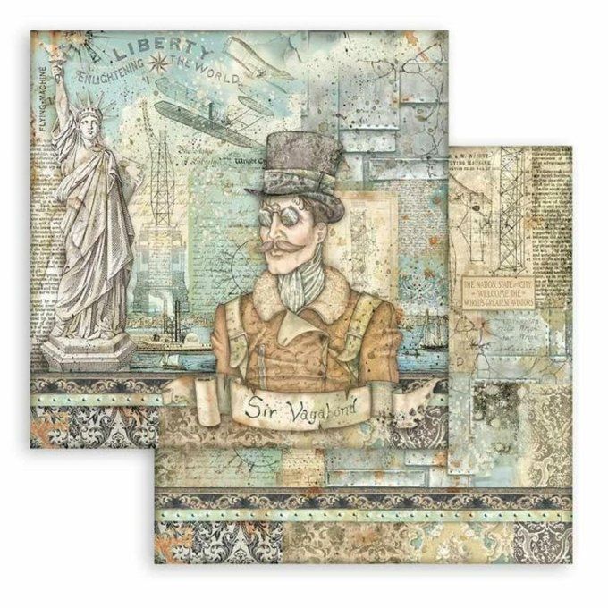 Collection Sir vagabond, Aviator, 30x30cm - 10 feuilles motif recto verso - Stamperia - 190g