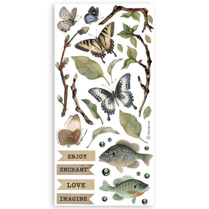 Stamperia, Forest, 4 feuilles de die-cuts prédécoupés, dimension 15x30cm environ 