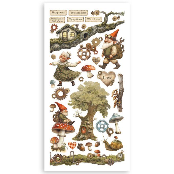 Stamperia, Hidden grove, 4 feuilles de die-cuts prédécoupés, dimension 15x30cm environ