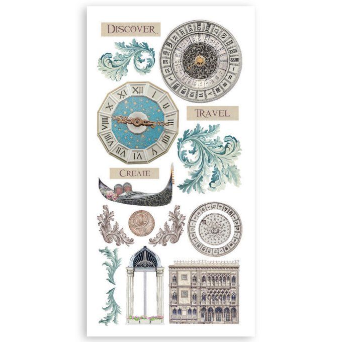 Stamperia, Venice city of art, 4 feuilles de die-cuts prédécoupés, dimension 15x30cm environ 