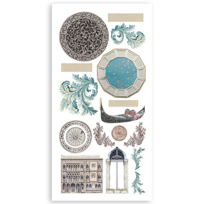 Stamperia, Venice city of art, 4 feuilles de die-cuts prédécoupés, dimension 15x30cm environ 