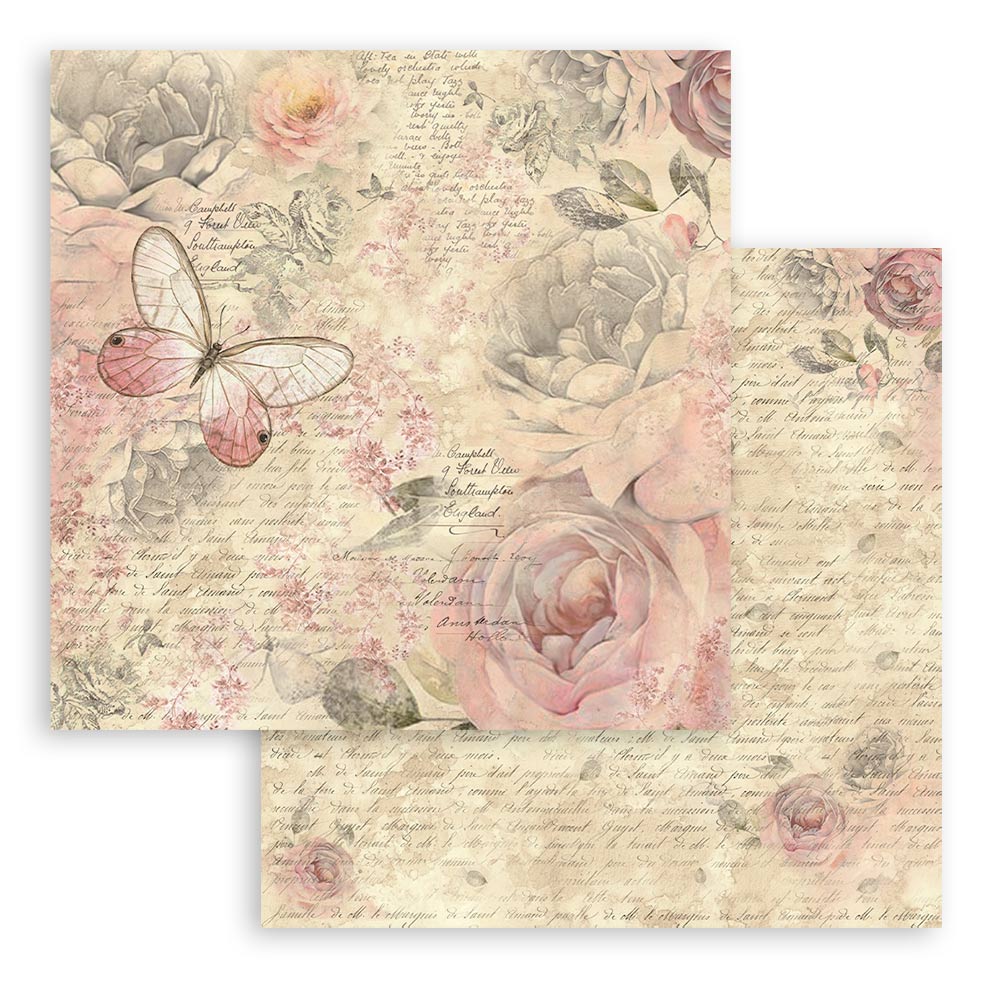 Carta Di Riso Per Decoupage Stamperia Roseland - Lot De 10 Feuilles Scrapbooking 30,5x30,5 Cm - Motif Rose Bonbon Carta Per Cartamodelli