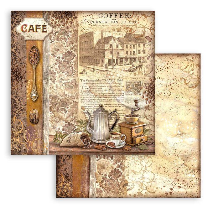 Collection Coffee and chocolate, 30x30cm - 10 feuilles motif recto verso - Stamperia - 190g