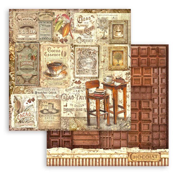 Collection Coffee and chocolate, 30x30cm - 10 feuilles motif recto verso - Stamperia - 190g