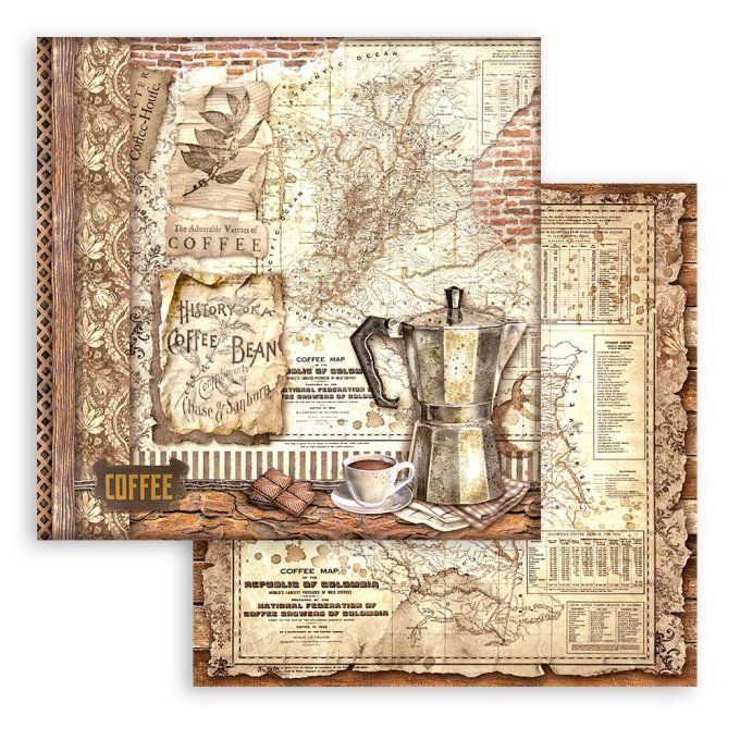 Collection Coffee and chocolate, 30x30cm - 10 feuilles motif recto verso - Stamperia - 190g