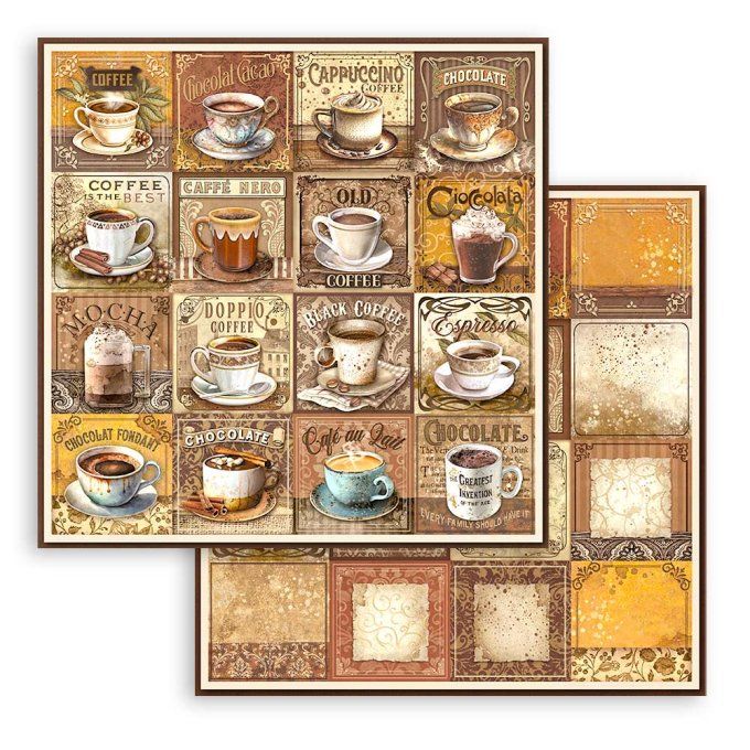 Collection Coffee and chocolate, 30x30cm - 10 feuilles motif recto verso - Stamperia - 190g