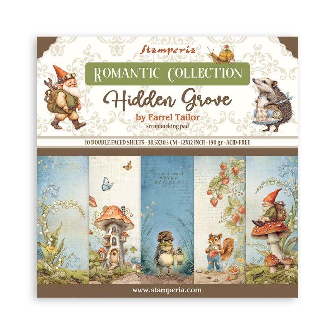 Papier scrapbooking, 30.5x30.5cm, Hidden Grove  - Stamperia - 10 feuilles
