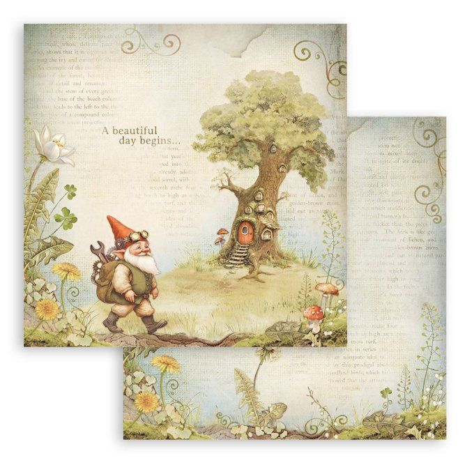 Papier scrapbooking, 30.5x30.5cm, Hidden Grove  - Stamperia - 10 feuilles