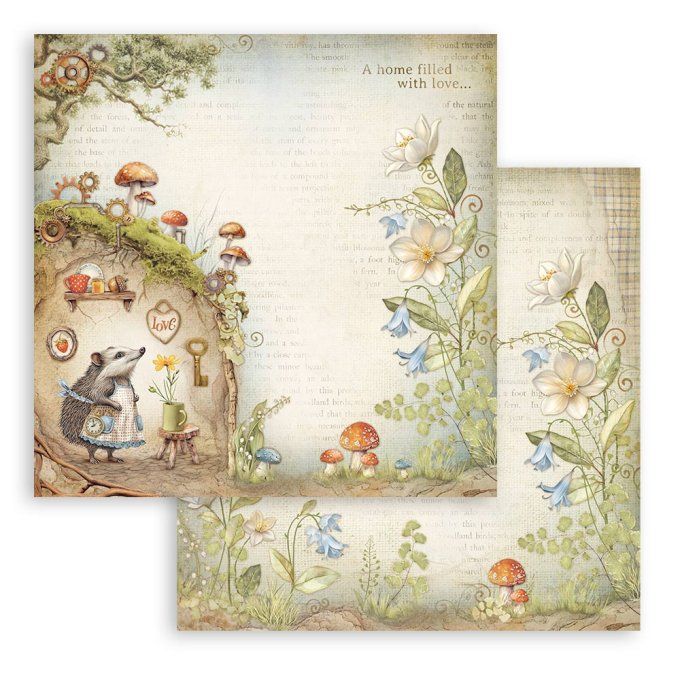 Papier scrapbooking, 30.5x30.5cm, Hidden Grove  - Stamperia - 10 feuilles