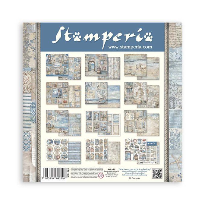 Papier scrapbooking, 30.5x30.5cm, Silent sea  - Stamperia - 10 feuilles