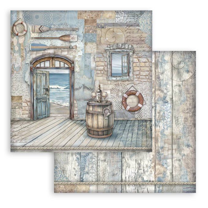 Papier scrapbooking, 30.5x30.5cm, Silent sea  - Stamperia - 10 feuilles