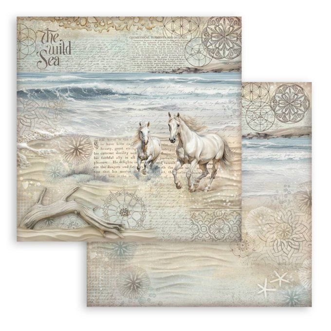 Papier scrapbooking, 30.5x30.5cm, Silent sea  - Stamperia - 10 feuilles