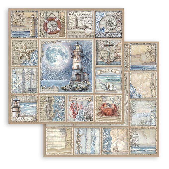 Papier scrapbooking, 30.5x30.5cm, Silent sea  - Stamperia - 10 feuilles